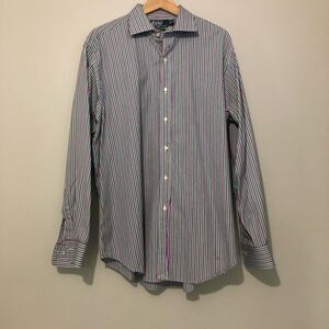 Polo Ralph Lauren Classic Fit Men's Size XL Purple And Green Striped Shirt
